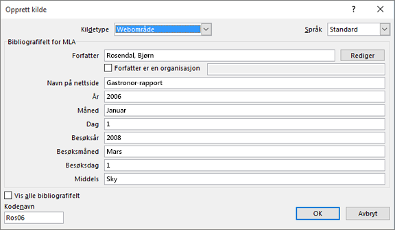 Rediger kilde-dialogboks