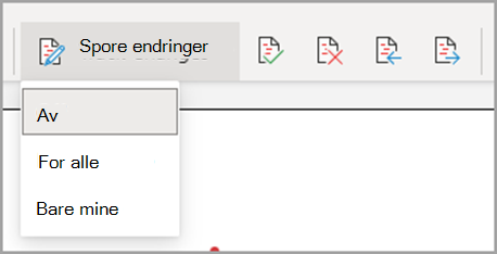 Rullegardinliste for sporing av endringer, for alle, bare mine