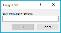 Bruk dialogboksen Legg til felt for å legge til egendefinerte felt i din liste for utskriftsfletting