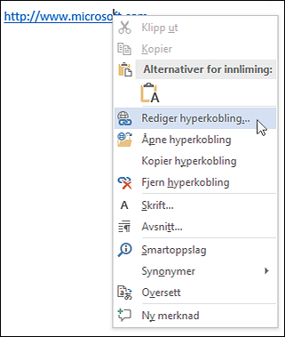 Redigere en hyperkobling