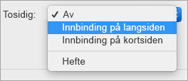 Velge et alternativ på dobbeltsidig-menyen