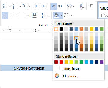 Bruke skyggeleggingsfarge på tekst