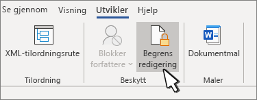 Knappen Begrens redigering