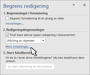 Inndelingsvelger på panelet Begrens inndelinger