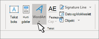 Sette inn WordArt med WordArt-knappen