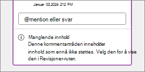 Manglende innholdsmelding i kommentar