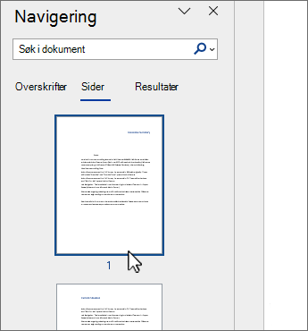 faneruten Word sidevalg