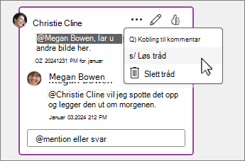 Løse et trådalternativ valgt på menyen