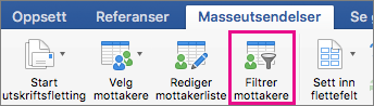 Klikk for å filtrere liste for utskriftsfletting