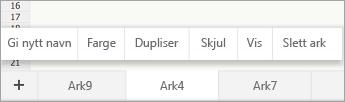 Valgt arkfane som viser Gi nytt navn til-kommandoen