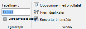 Bilde av navneboksen på formellinjen i Excel for å gi nytt navn til en tabell