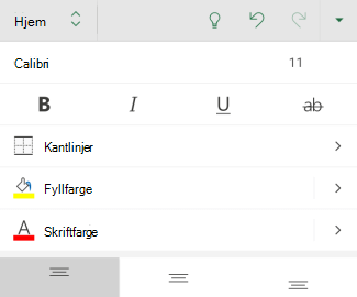 Alternativer for skriftformatering i Excel for Android