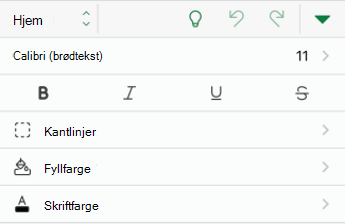 Alternativer for skriftformatering i Excel for iOS