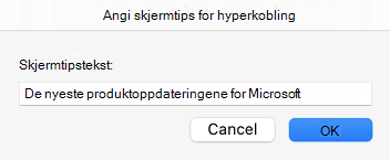 Skjermtips for hyperkobling i Outlook
