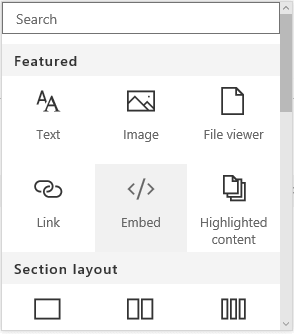 Skjermbilde av dialogboksen Bygg inn kode i SharePoint.