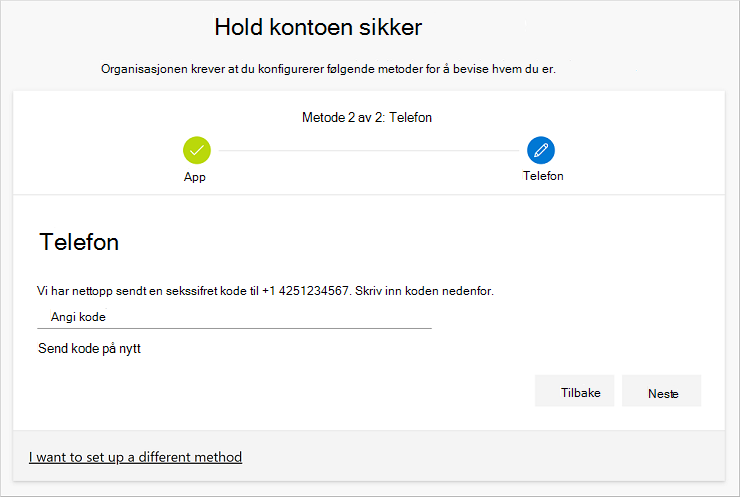Teste kontoen med tekstmeldingen