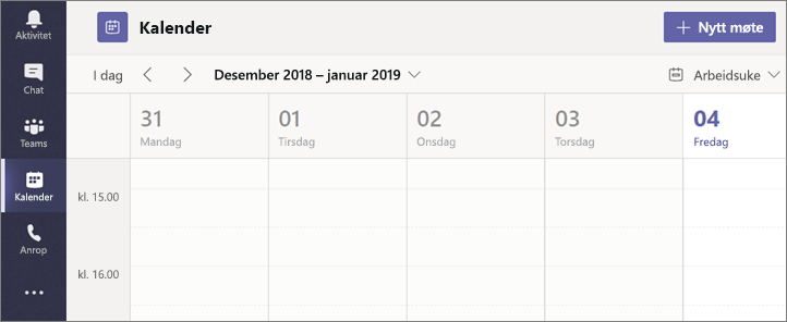 Velg Kalender og så Nytt møte.
