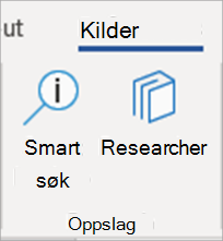Researcher-knappen i Word