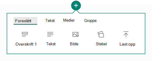 Typen innhold du vil legge til