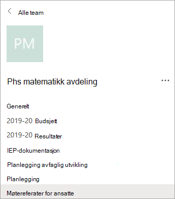 Kanaler i et PLF-team.