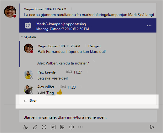 Svare på en samtale