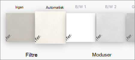 Filteralternativer for skannede bilder i OneDrive for iOS