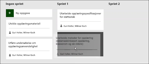 Flytte en oppgave til en sprint.