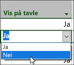 Vis på tavle-innstilling
