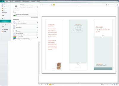 Oversikt over utskriftsinnstillinger i Publisher
