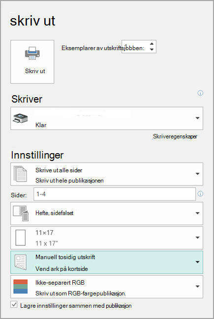 Skriverinnstillinger