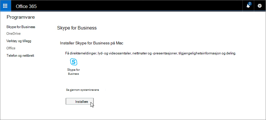 Installer Skype for Business på Mac-side