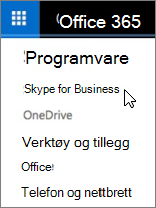 Office 365 programvareliste med Skype for Business