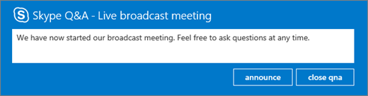 Lage en kunngjøring i Q&A-panelet