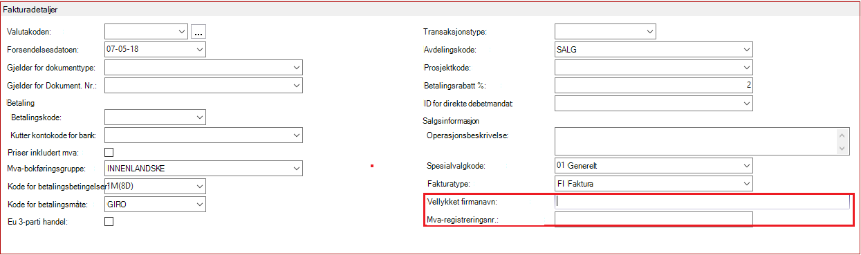 Fakturadetaljer