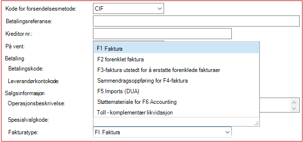 Ny type innkjøpsfaktura Fullført tollavvikling