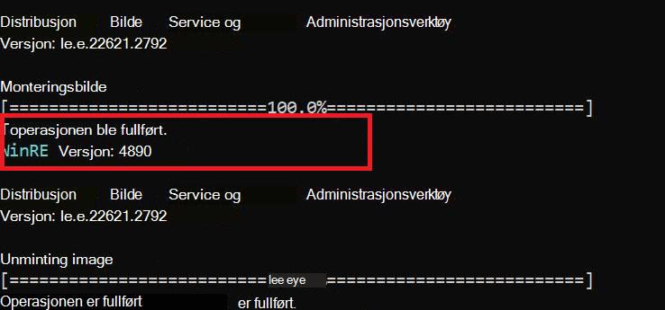 Skjermbilde av GetWinREVersion