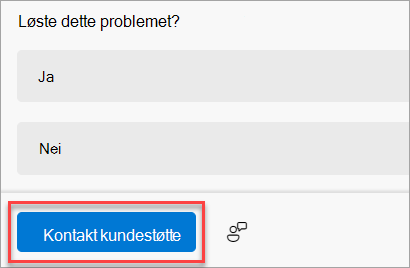 Knappen Kontakt kundestøtte i Få hjelp-appen.