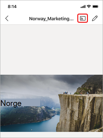 Avstøpningsikon over PowerPoint-presentasjon
