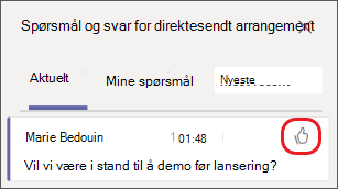 Velg tommel opp-ikonet