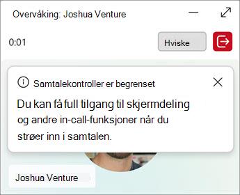 Køer administrasjonsside viser alternativer for å hviske eller lekter inn.