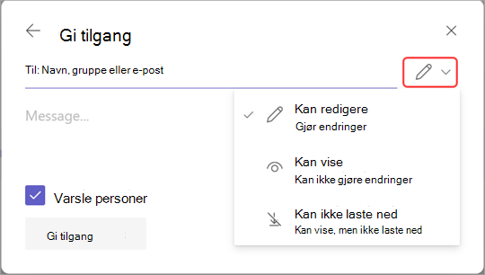 Bilde med redigeringsikonet uthevet for å administrere opptakstilgang.