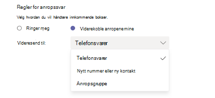 Besvaring av anrop og regler for viderekobling