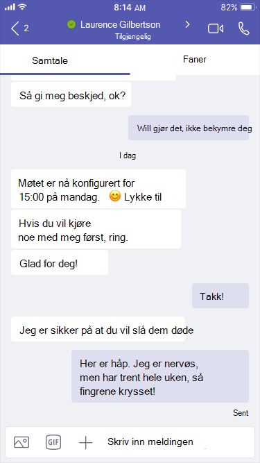 En chat på en mobilenhet