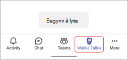 Walkietalkie-ikonet i applinjen i Teams