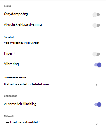 Walkietalkie-innstillinger