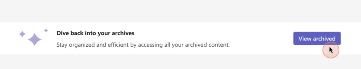 A screenshot of the footer banner at the bottom of the in-progress tab with the option to view archived courses