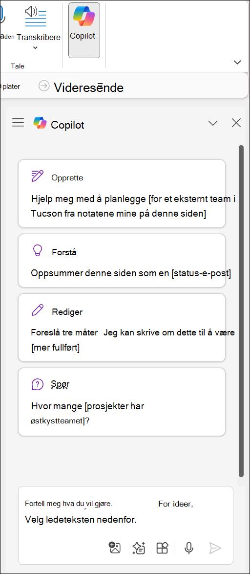 Få tilgang til Copilot i OneNote-knappen