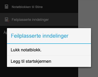 Kommandoen Lukk notatblokk i OneNote for Android