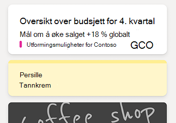 Eksempelnotater i OneNote-feeden