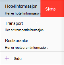 Slette en side i OneNote for iOS